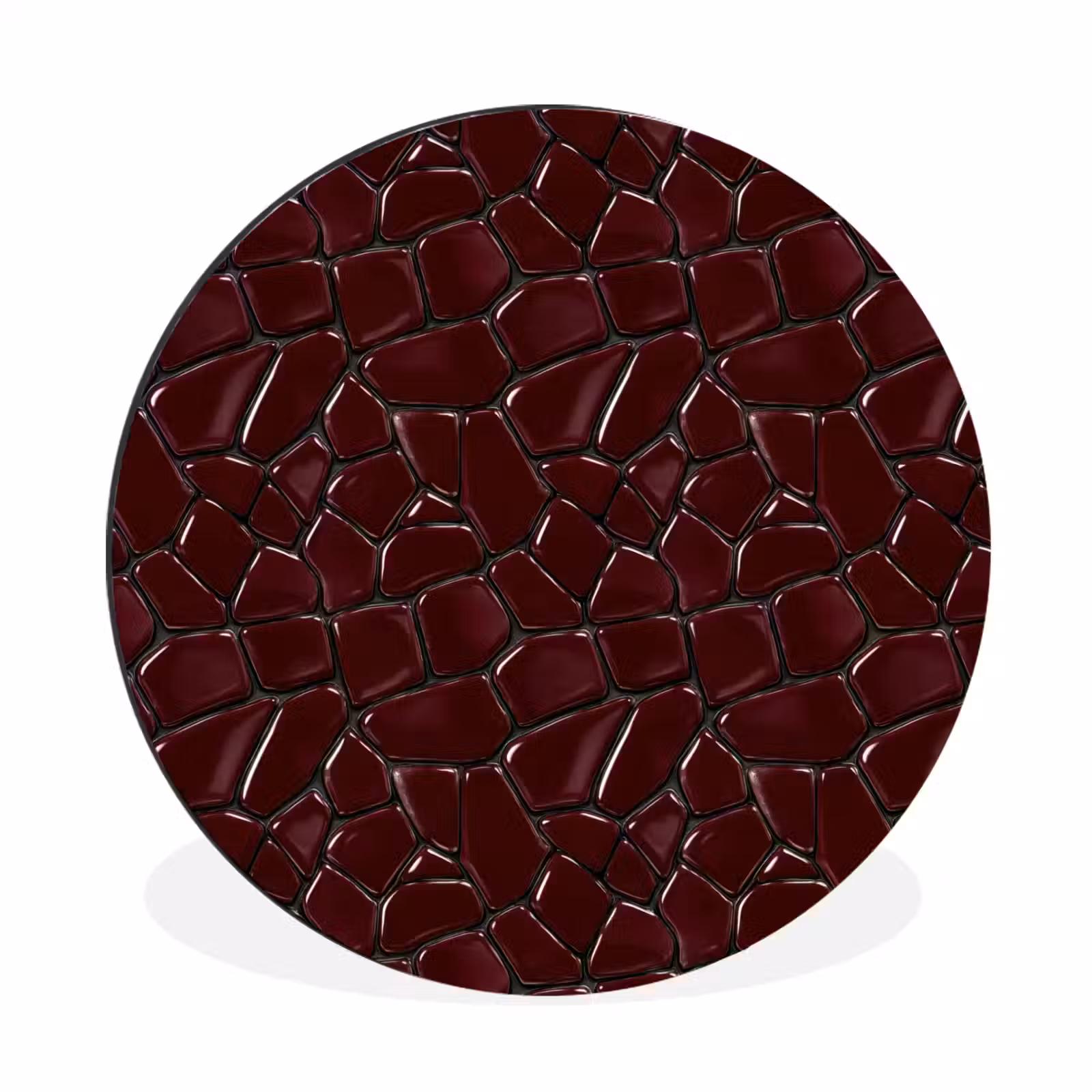 Wandcirkel - Aluminium - Mozaïek - Tegel - Bordeauxrood — 1