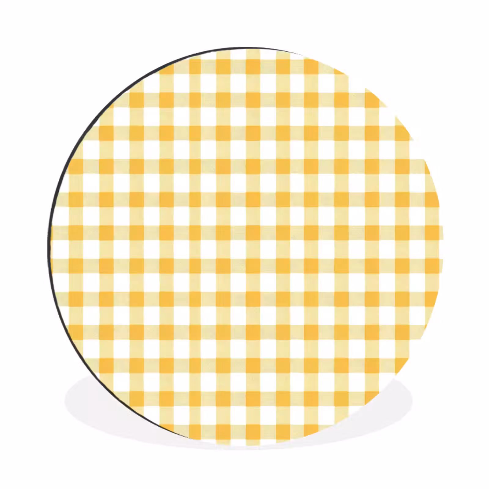 Wandcirkel - Aluminium - Ruit - Gingham - Klassiek - Geel en Wit — 1