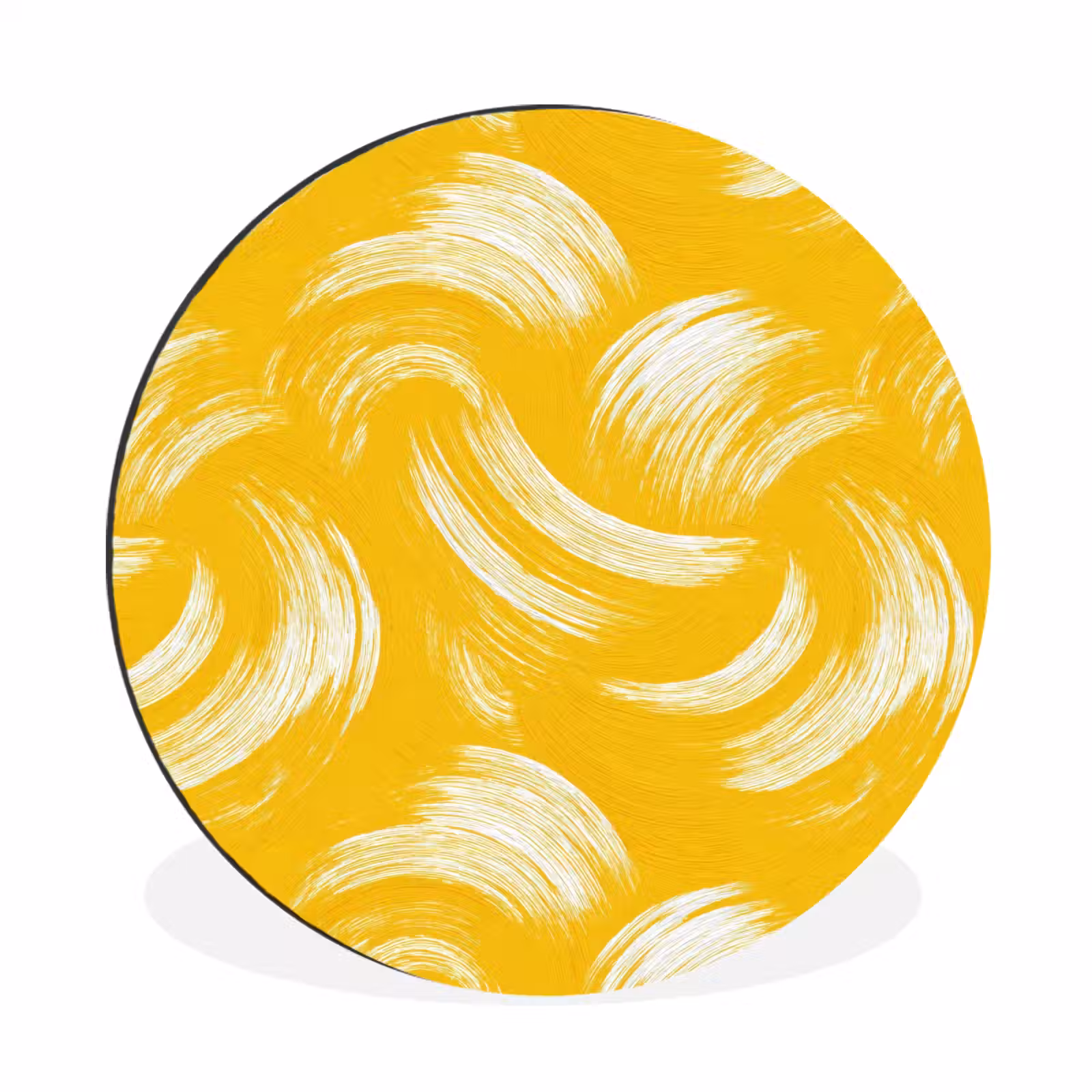 Wandcirkel - Aluminium - Verfstreken - Abstract - Dynamisch - Geel — 1