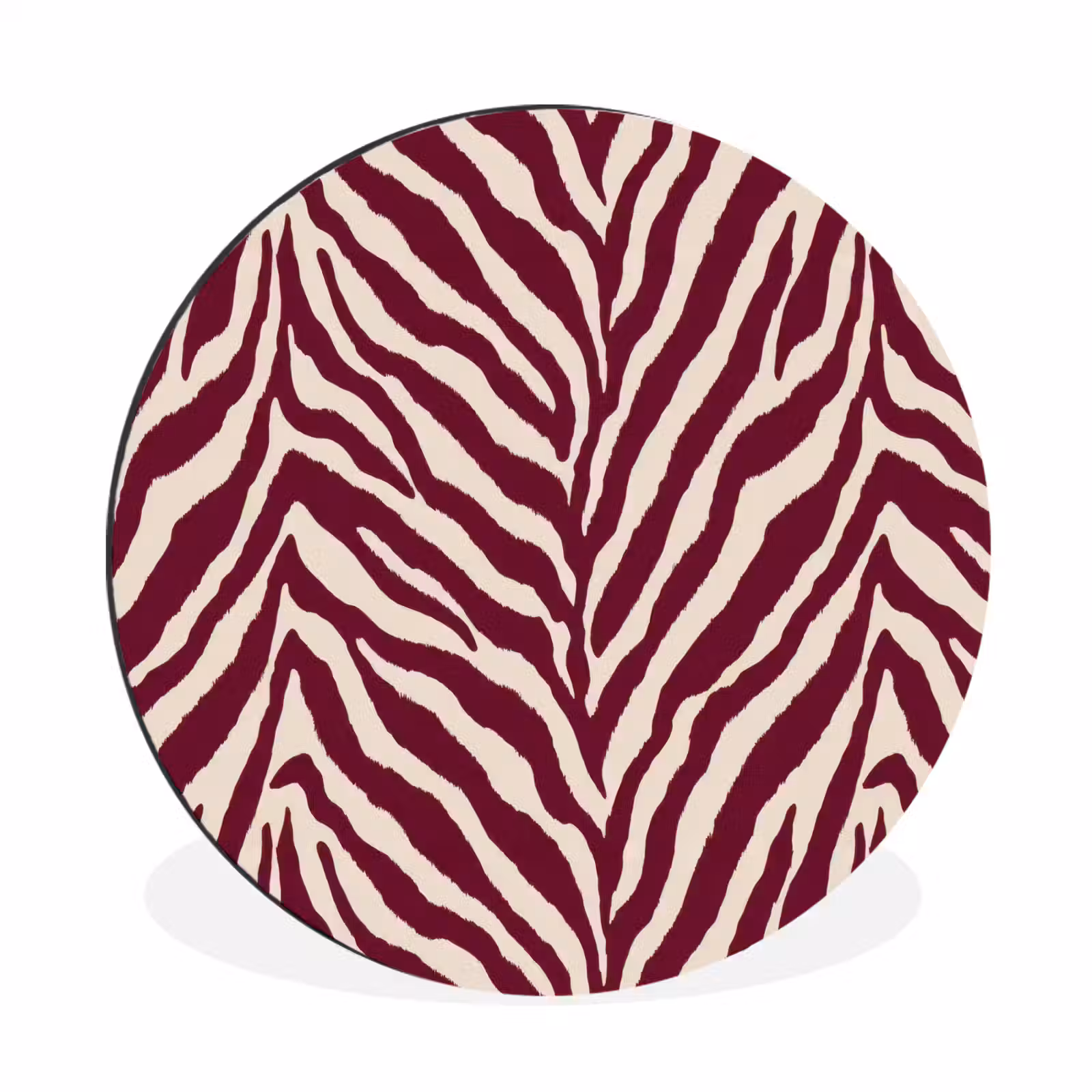 Wandcirkel - Aluminium - Zebra - Motief - Bordeaux - Rood — 1