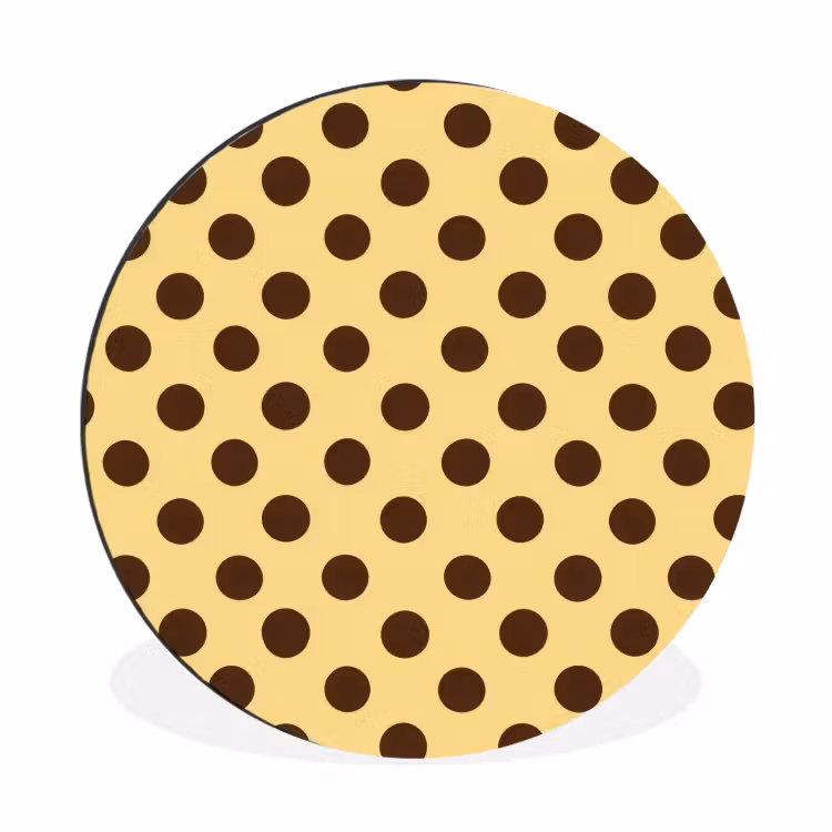 Wandcirkel - Aluminium - Polka Dot - Stippen - Retro - Geel - Bruin — 1