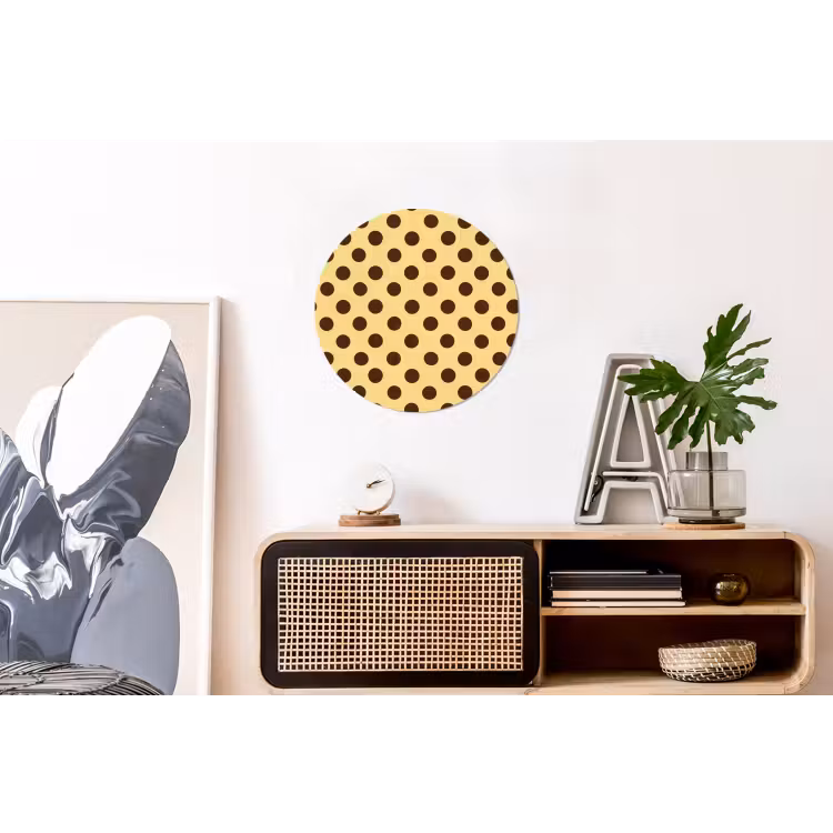 Wandcirkel - Aluminium - Polka Dot - Stippen - Retro - Geel - Bruin — 3