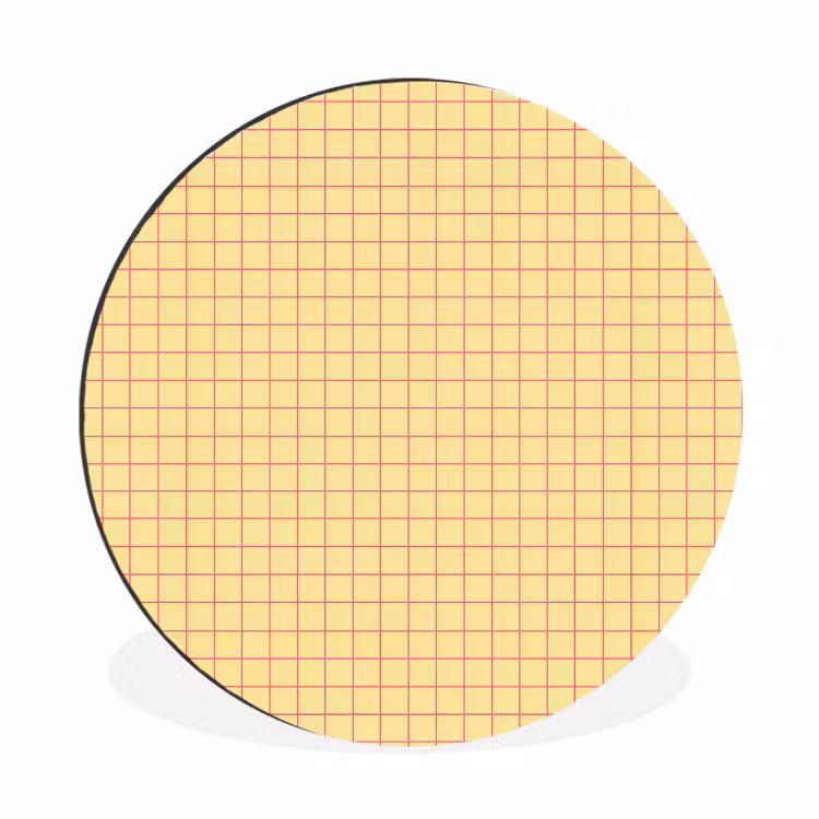 Wandcirkel - Aluminium - Ruitjes - Grid - Minimalistisch - Geel - Roze — 1