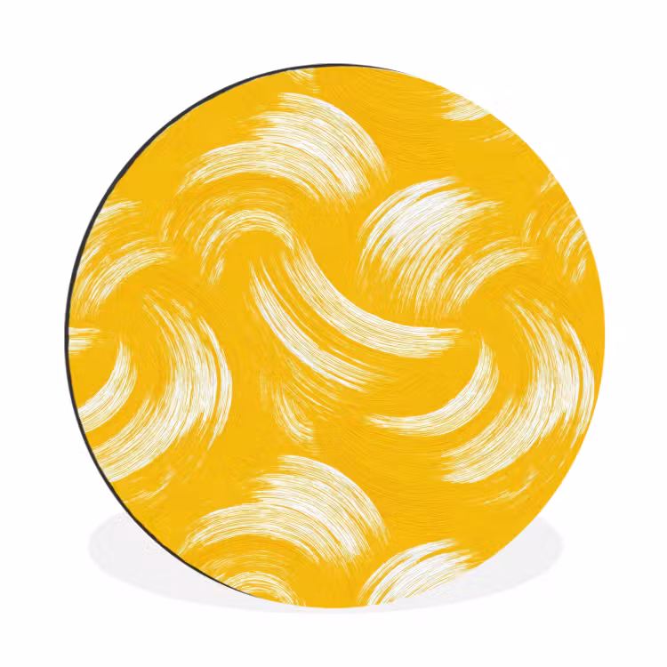 Wandcirkel - Aluminium - Verfstreken - Abstract - Dynamisch - Geel — 1