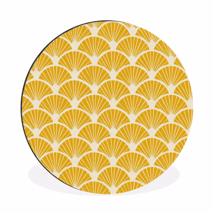 Wandcirkel - Aluminium - Waaiers - Art Deco - Retro - Okergeel — 1