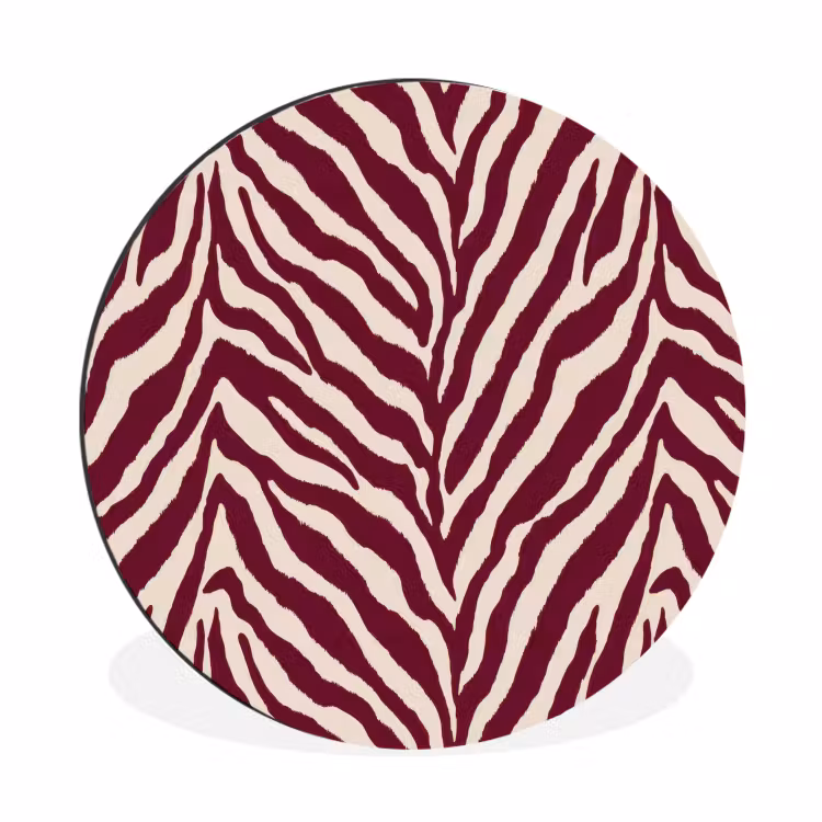 Wandcirkel - Aluminium - Zebra - Motief - Bordeaux - Rood — 1