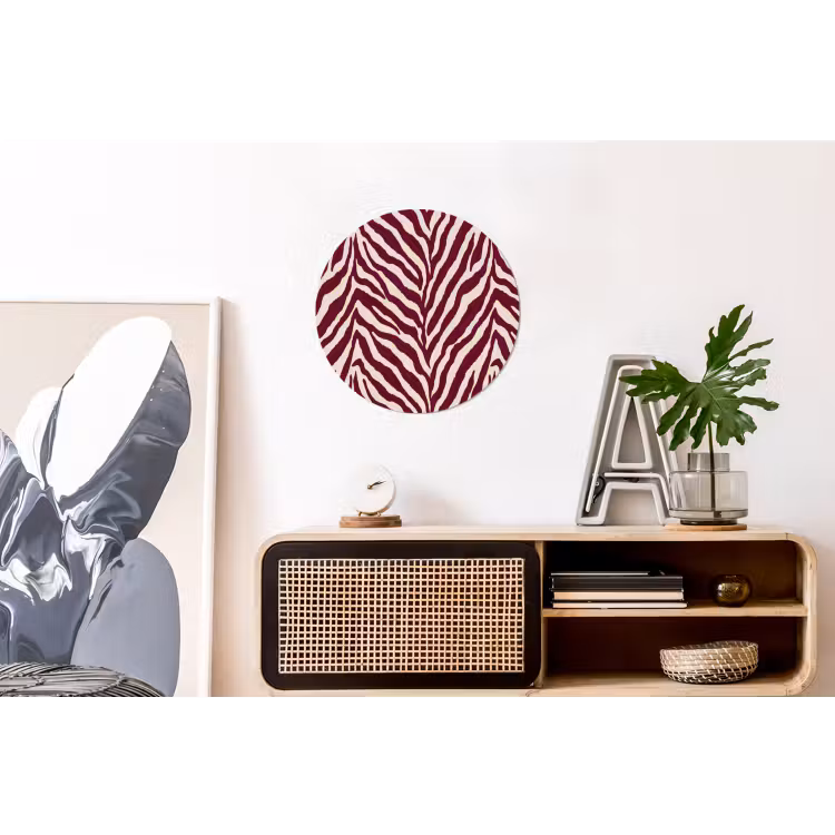 Wandcirkel - Aluminium - Zebra - Motief - Bordeaux - Rood — 3