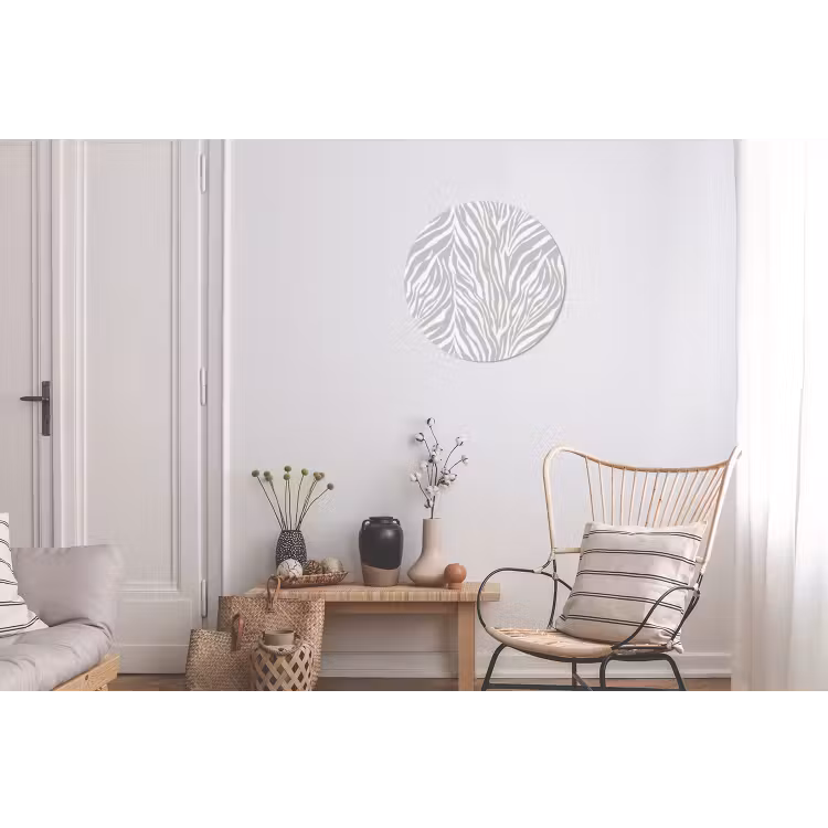 Wandcirkel - Aluminium - Zebra - Motief - Grijs — 2