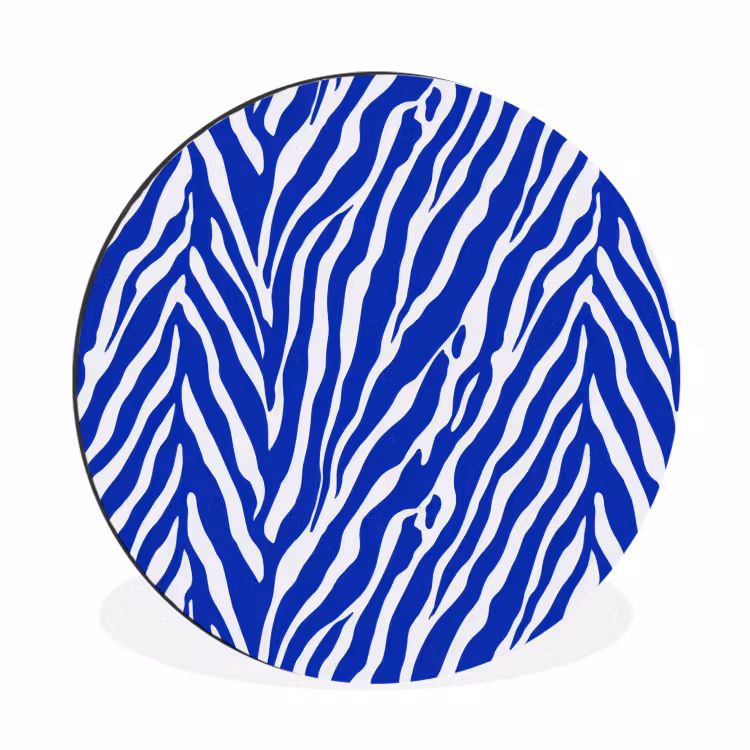 Wandcirkel - Aluminium - Zebra - Patroon - Kobalt - Blauw — 1