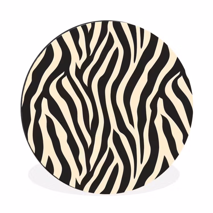 Wandcirkel - Aluminium - Zebra - Print - Klassiek - Zwart — 1