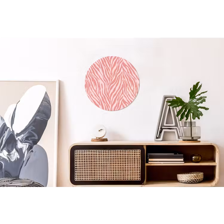 Wandcirkel - Aluminium - Zebra - Print - Roze — 3