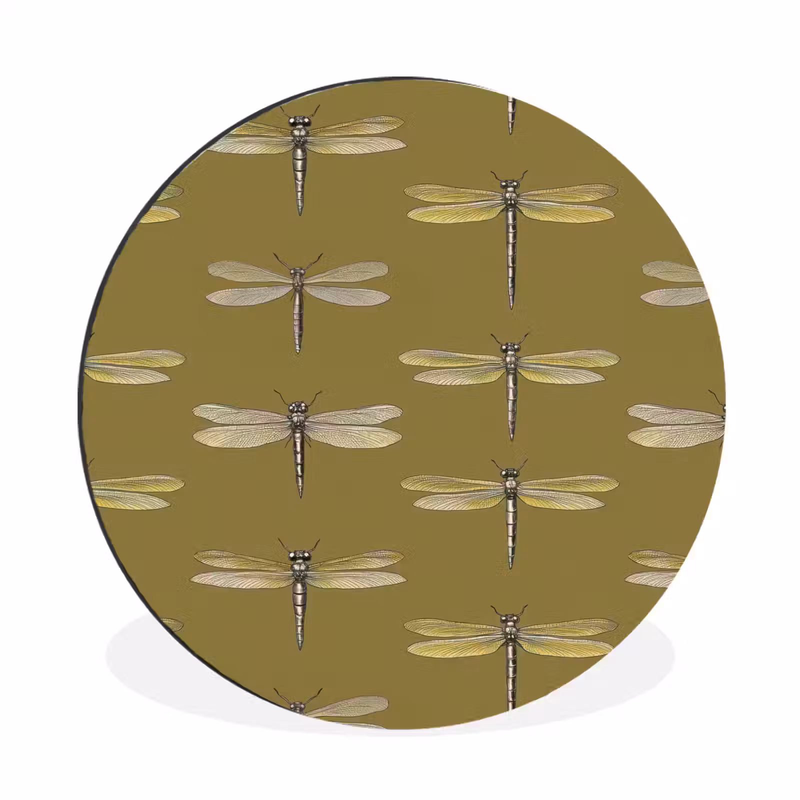 Wandcirkel - Aluminium - Libellen - Patroon - Groen — 1