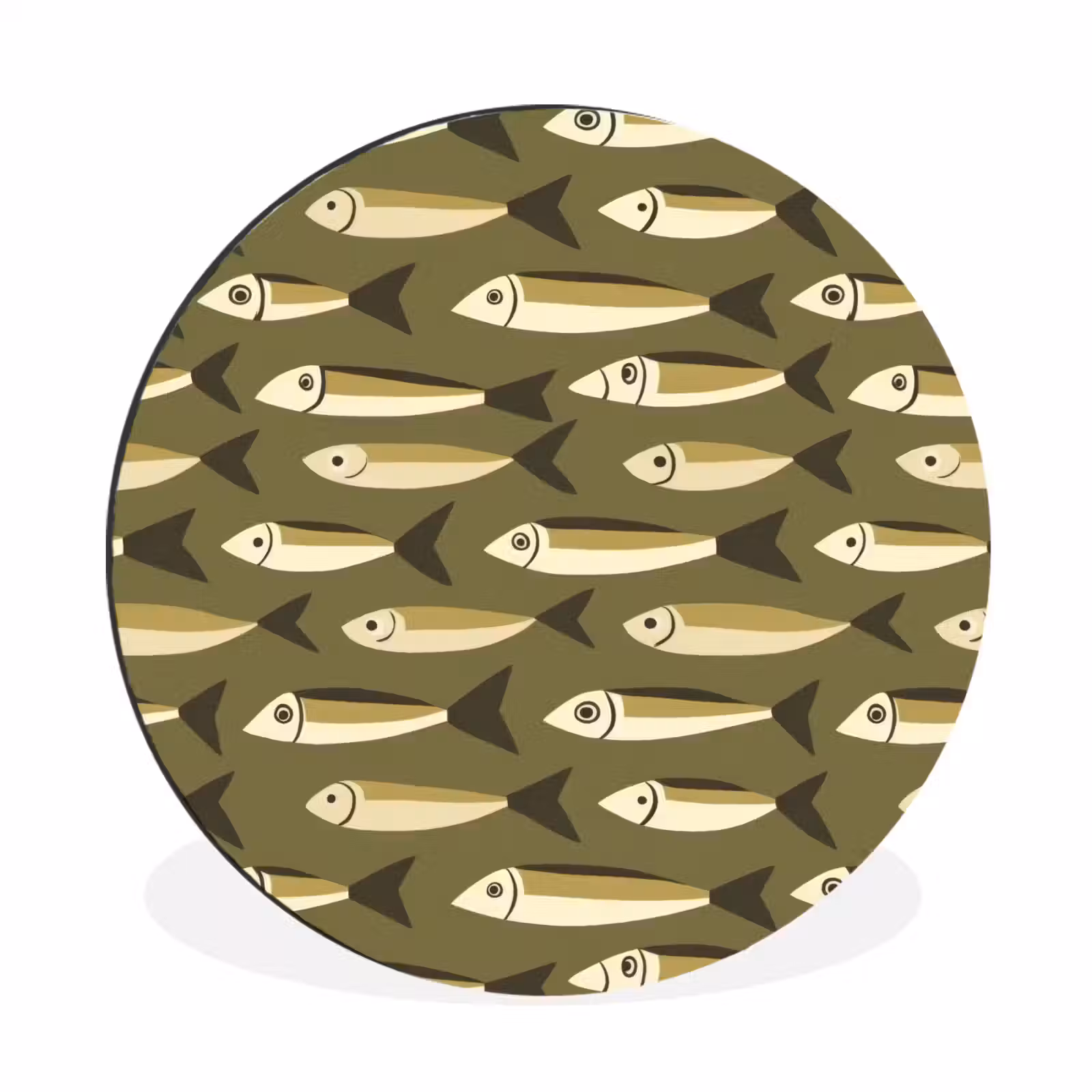 Wandcirkel - Aluminium - Vis - Patroon - Groen — 1