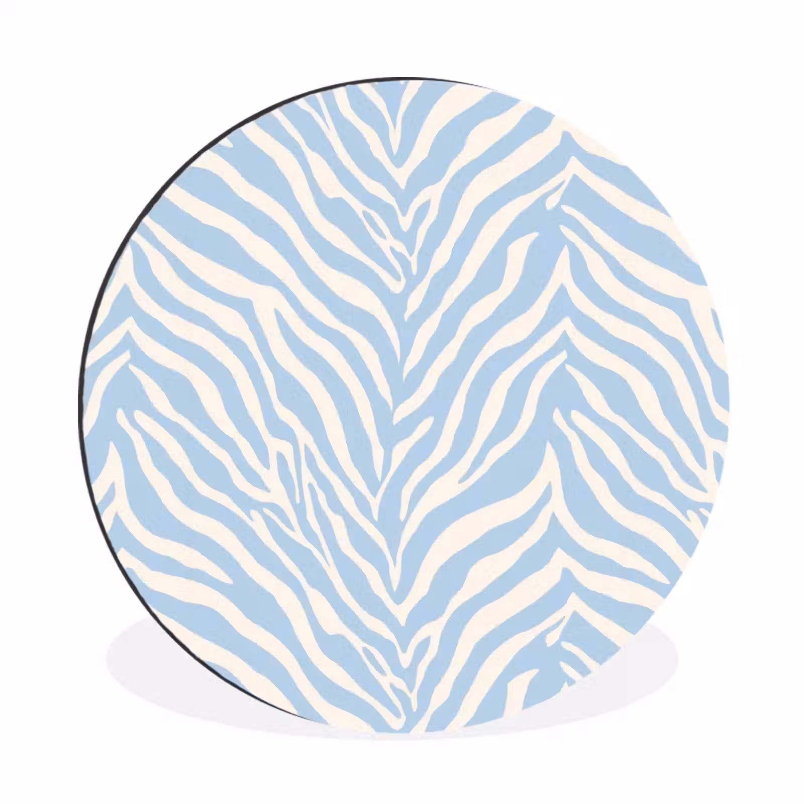 Wandcirkel - Aluminium - Zebra - Motief - Blauw - Wit — 1