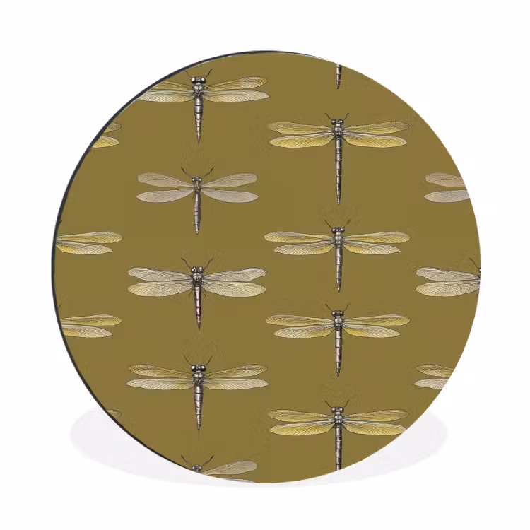 Wandcirkel - Aluminium - Libellen - Patroon - Groen — 1
