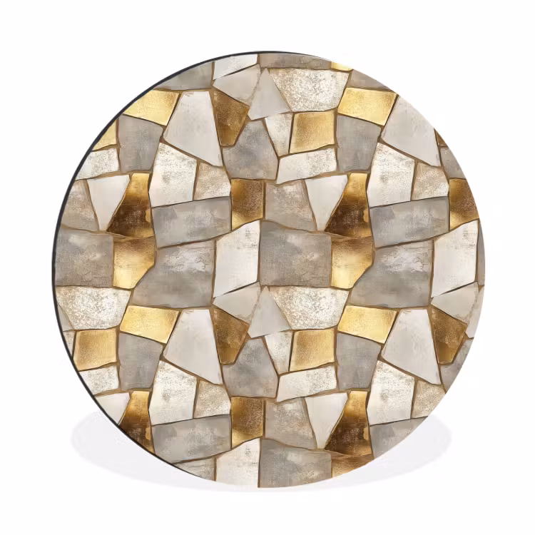 Wandcirkel - Aluminium - Mozaïek - Marmer - Goud — 1