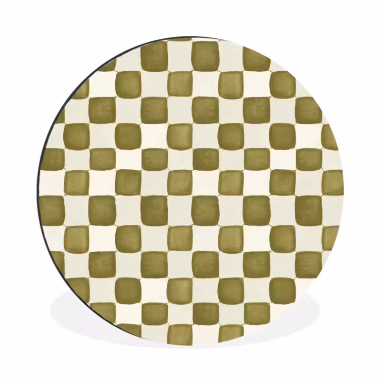 Wandcirkel - Aluminium - Schaak - Patroon - Groen — 1