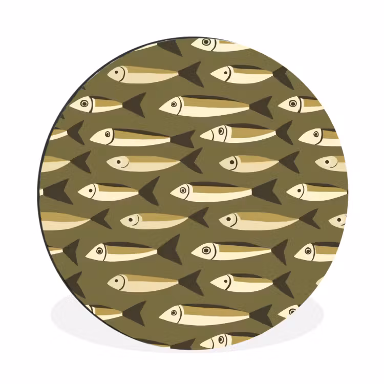 Wandcirkel - Aluminium - Vis - Patroon - Groen — 1
