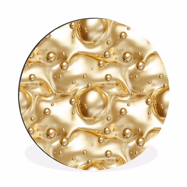 Wandcirkel - Aluminium - Vloeibaar - Druppels - Goud — 1