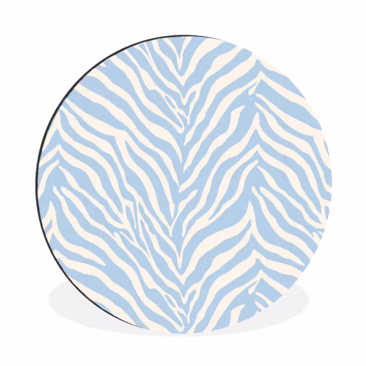 Wandcirkel - Aluminium - Zebra - Motief - Blauw - Wit — 1