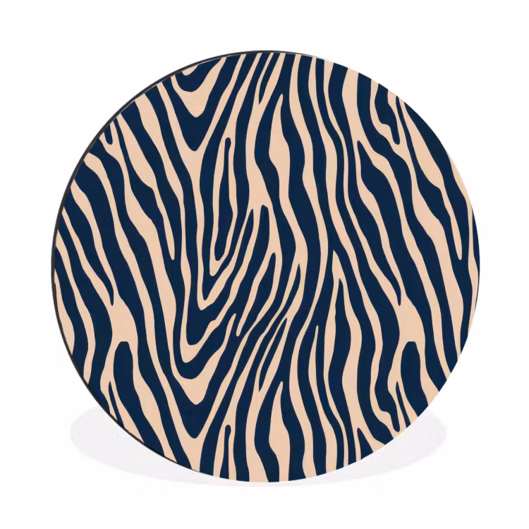 Wandcirkel - Aluminium - Zebra - Patroon - Blauw - Beige — 1
