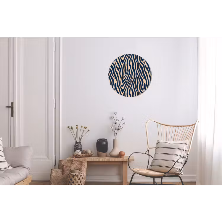 Wandcirkel - Aluminium - Zebra - Patroon - Blauw - Beige — 2