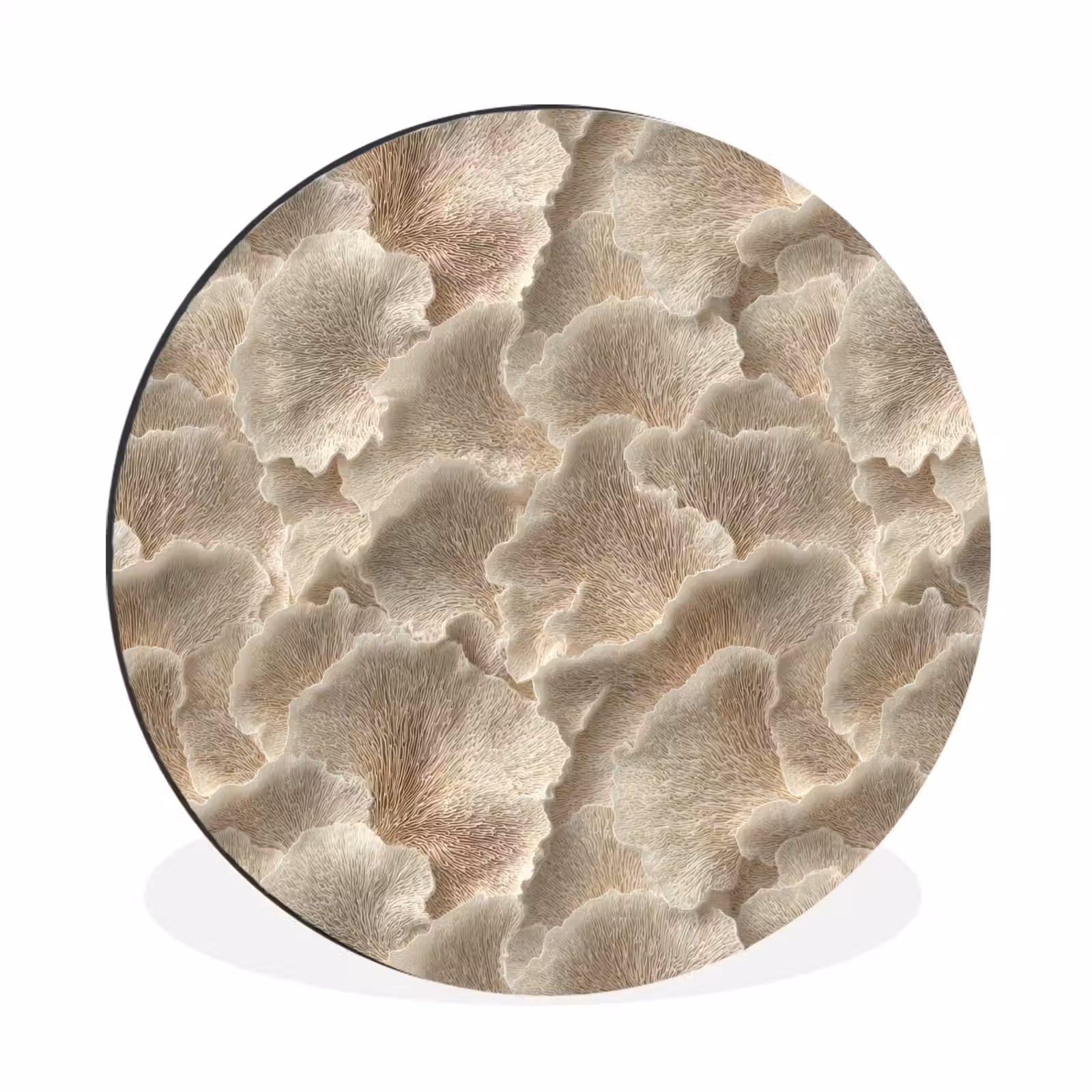Wandcirkel - Aluminium - Waaierstructuren - Beige - Vezeltextuur — 1