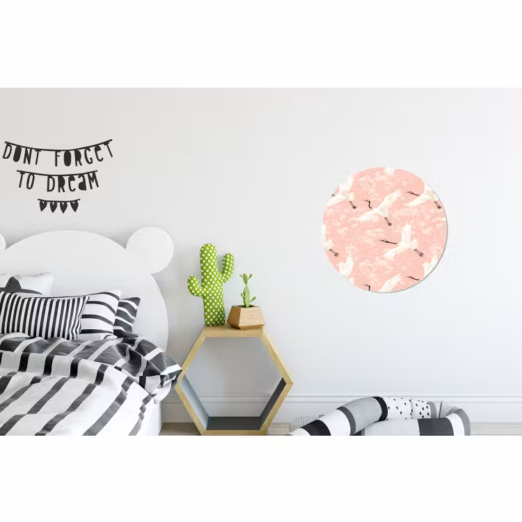 Wandcirkel - Aluminium - Kraanvogels - Bloesem - Roze — 5