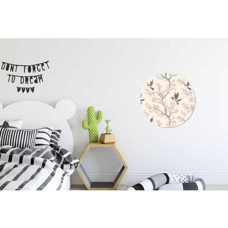Wandcirkel - Aluminium - Takken - Vogels - Beige — 5