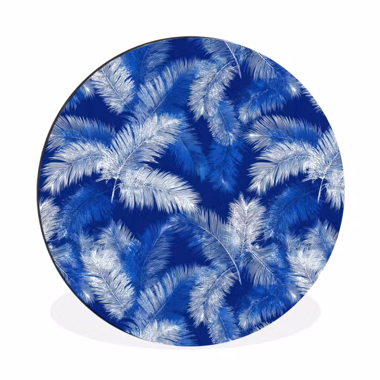 Wandcirkel - Aluminium - Palmblad - Patroon - Blauw — 1