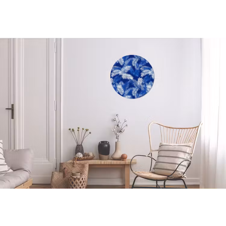 Wandcirkel - Aluminium - Palmblad - Patroon - Blauw — 2