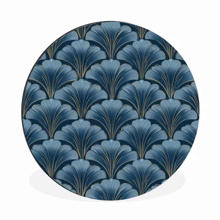 Wandcirkel - Aluminium - Patroon - Ginkgoblad - Blauw — 1