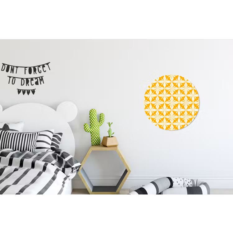 Wandcirkel - Aluminium - Patroon - Retro - Geel — 5