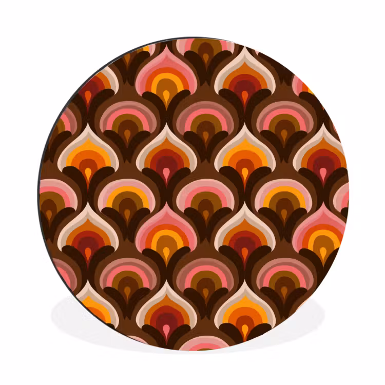 Wandcirkel - Aluminium - Patroon - Retro - Kleurrijk — 1