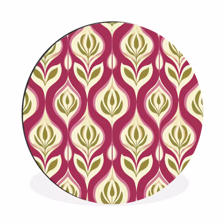 Wandcirkel - Aluminium - Retro - Floraal - Paars — 1