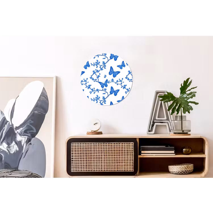 Wandcirkel - Aluminium - Vlinder - Bloemen - Blauw — 3