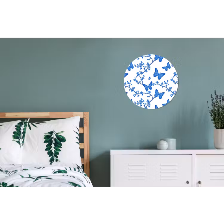 Wandcirkel - Aluminium - Vlinder - Bloemen - Blauw — 4