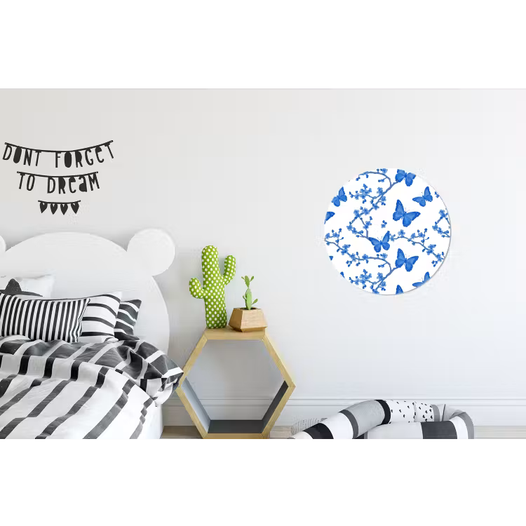 Wandcirkel - Aluminium - Vlinder - Bloemen - Blauw — 5