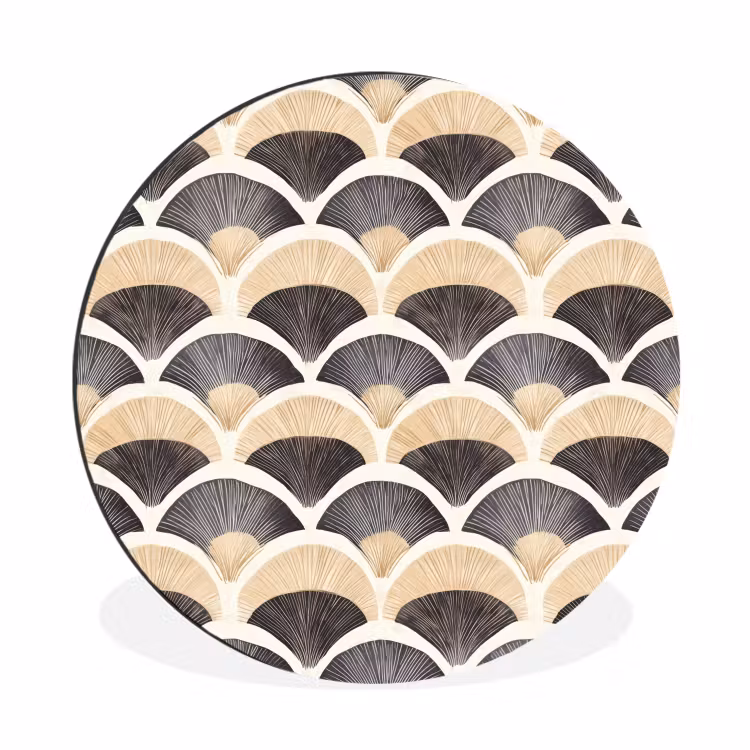 Wandcirkel - Aluminium - Waaier - Patroon - Zwart - Beige — 1