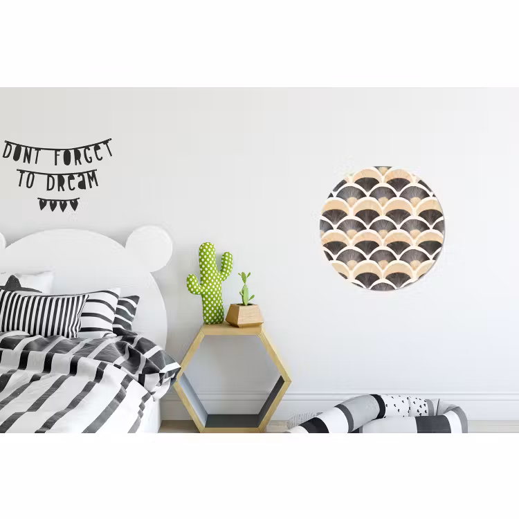 Wandcirkel - Aluminium - Waaier - Patroon - Zwart - Beige — 5