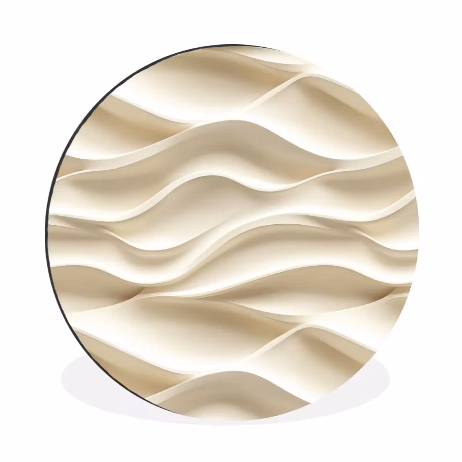 Wandcirkel - Aluminium - Lijnen - Golvend - Crème — 1