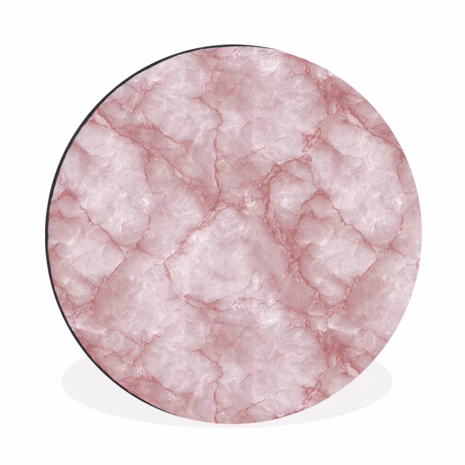 Wandcirkel - Aluminium - Roze - Kwartsmarmer - Aders — 1