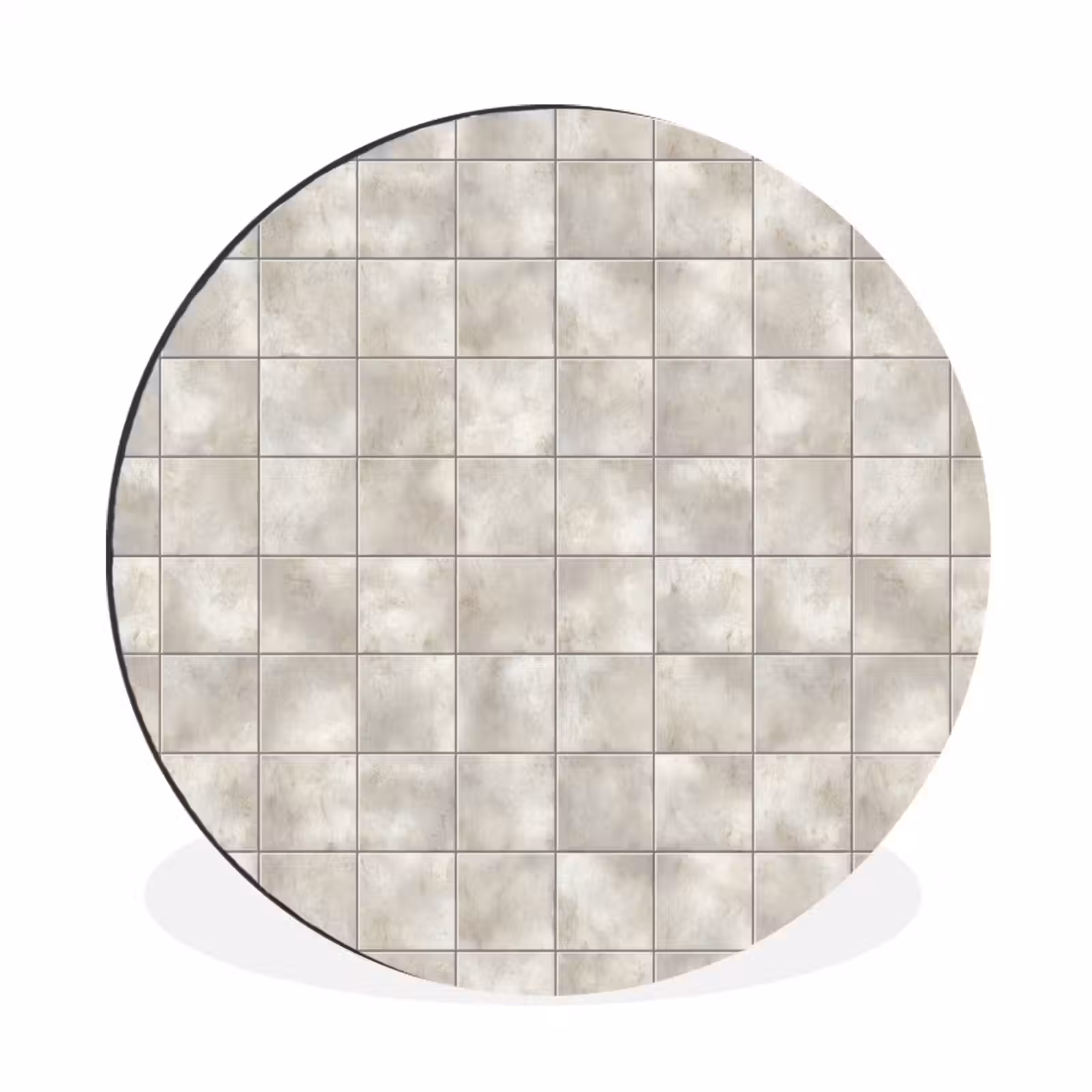 Wandcirkel - Aluminium - Tegels - Natuurlijk - Grijs — 1