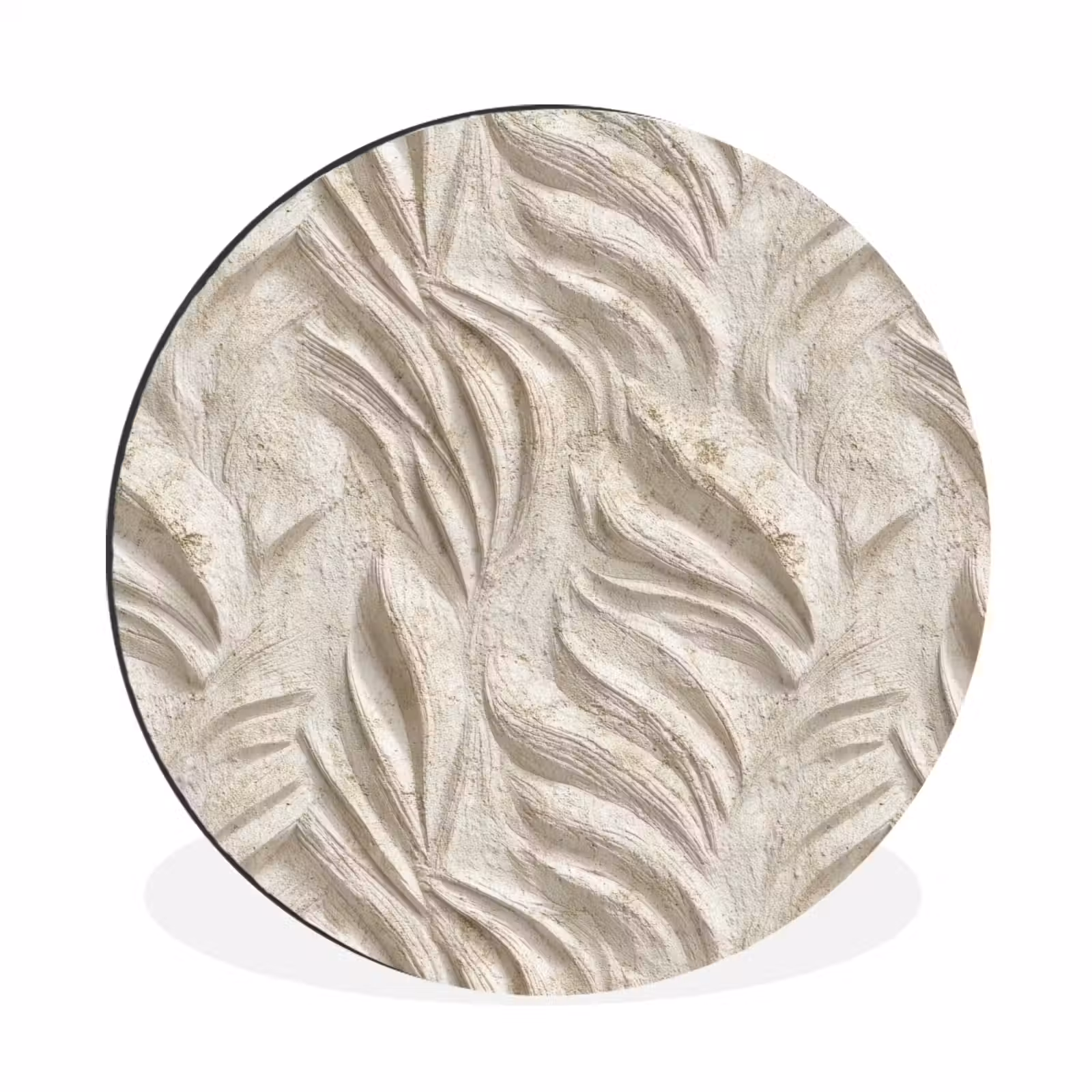 Wandcirkel - Aluminium - Textuur - Reliëf - Beige — 1