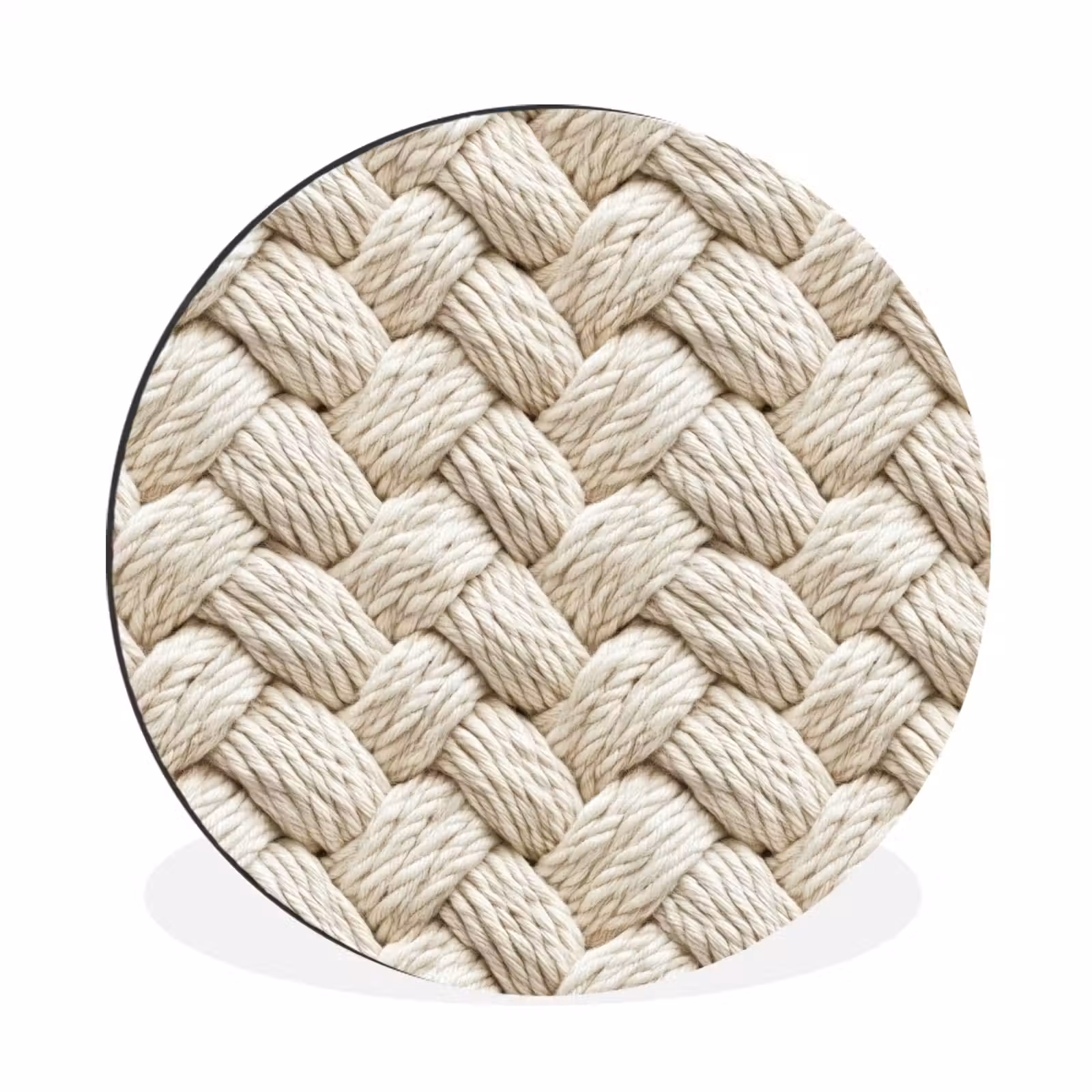 Wandcirkel - Aluminium - Touw - Gebreid - Beige — 1
