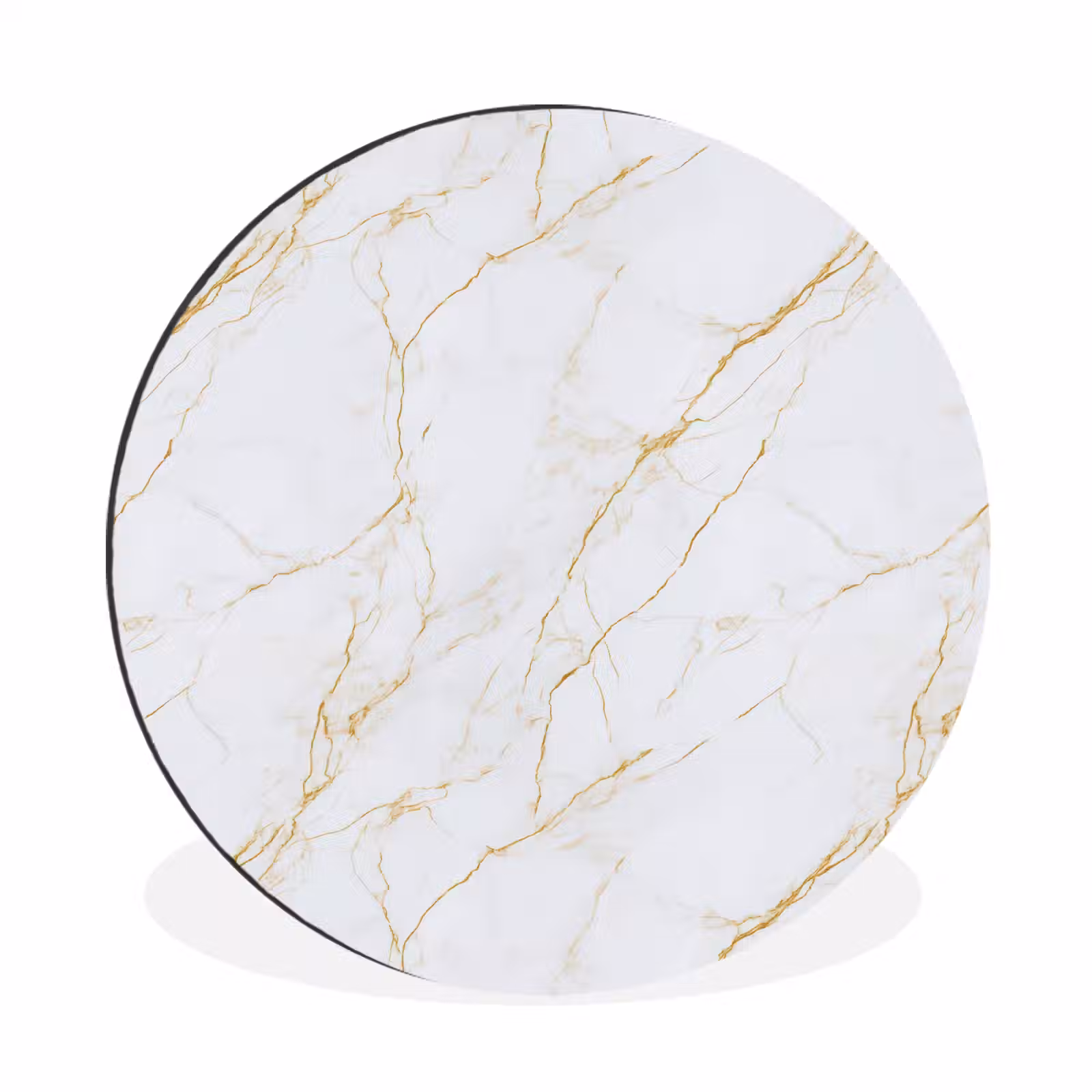 Wandcirkel - Aluminium - Wit - Marmer - Goud - Luxueus — 1