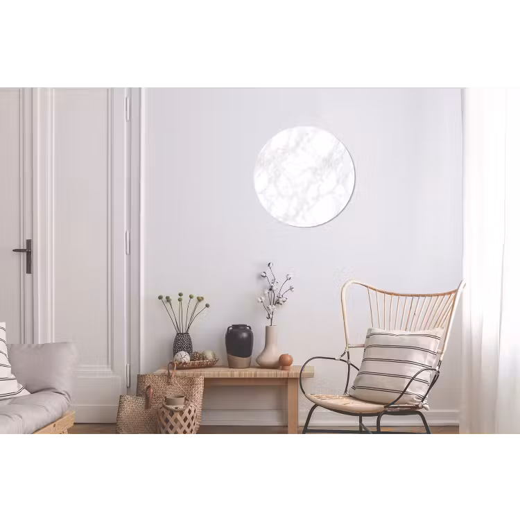 Wandcirkel - Aluminium - Minimalistisch - Wit - Grijze aders — 2