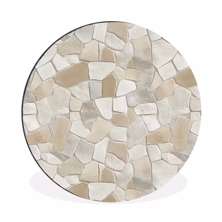 Wandcirkel - Aluminium - Mozaïek - Stenen - Beige — 1