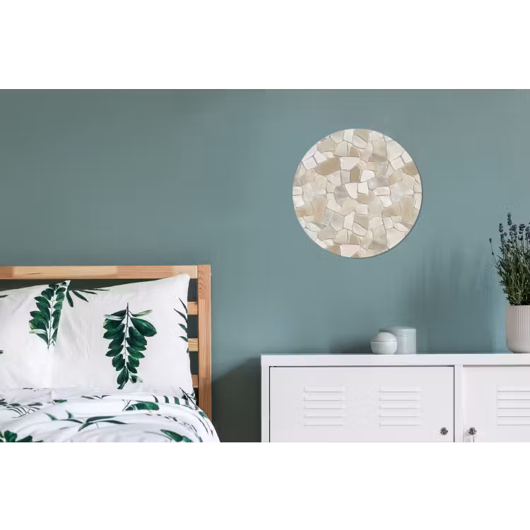 Wandcirkel - Aluminium - Mozaïek - Stenen - Beige — 4