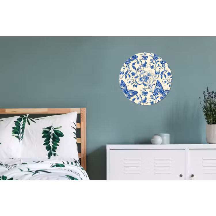 Wandcirkel - Aluminium - Vlinders - Bloemen - Blauw - Botanisch — 4